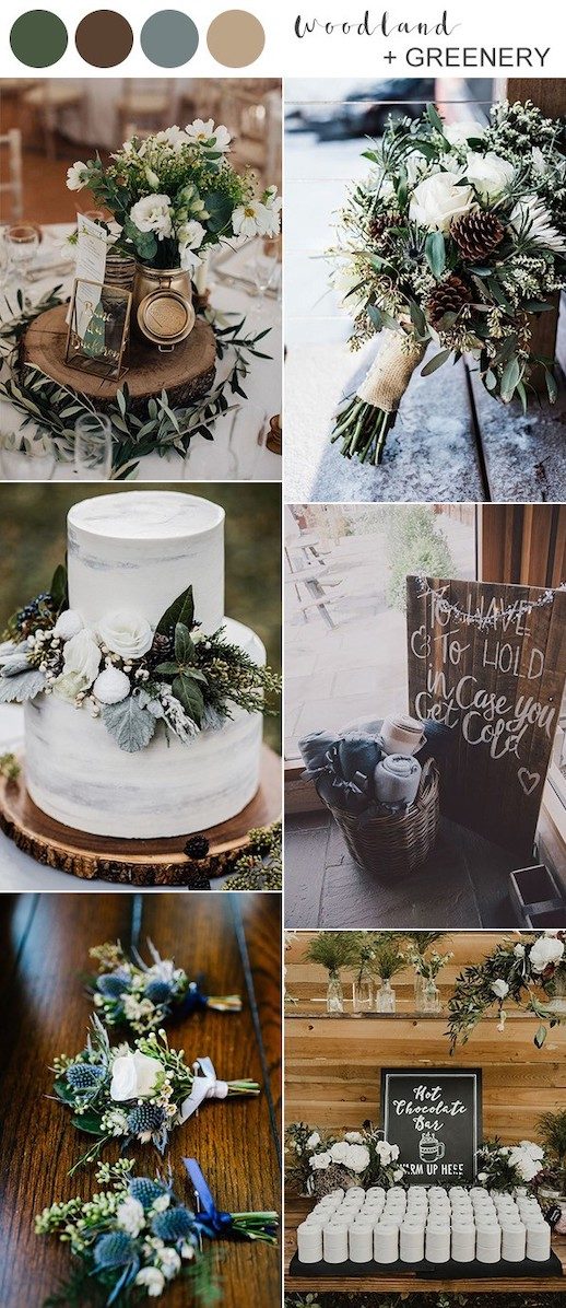 rustic-woodland-and-greenery-winter-wedding-color-ideas